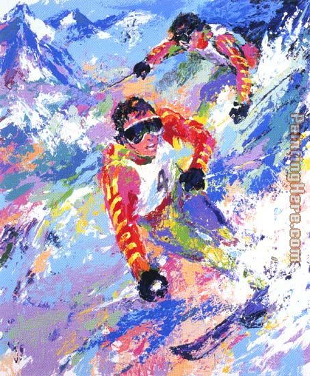 Skiing Twins painting - Leroy Neiman Skiing Twins art painting